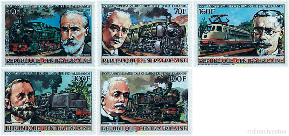 Sellos: 60818 MNH CENTROAFRICANA 1986 150 ANIVERSARIO DE LOS FERROCARRILES ALEMANES