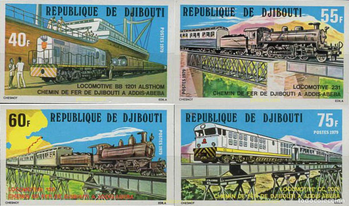 Sellos: 638952 MNH DJIBOUTI 1979 FERROCARRIL DE DJIBUTI A ADDIS ABEBA