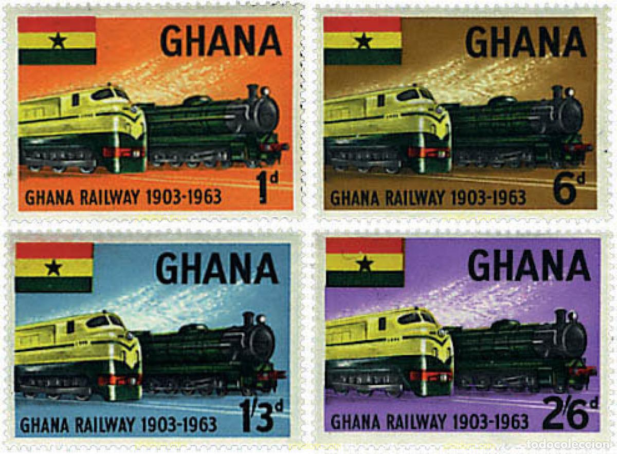 Sellos: 59781 MNH GHANA 1963 60 ANIVERSARIO DEL FERROCARRIL