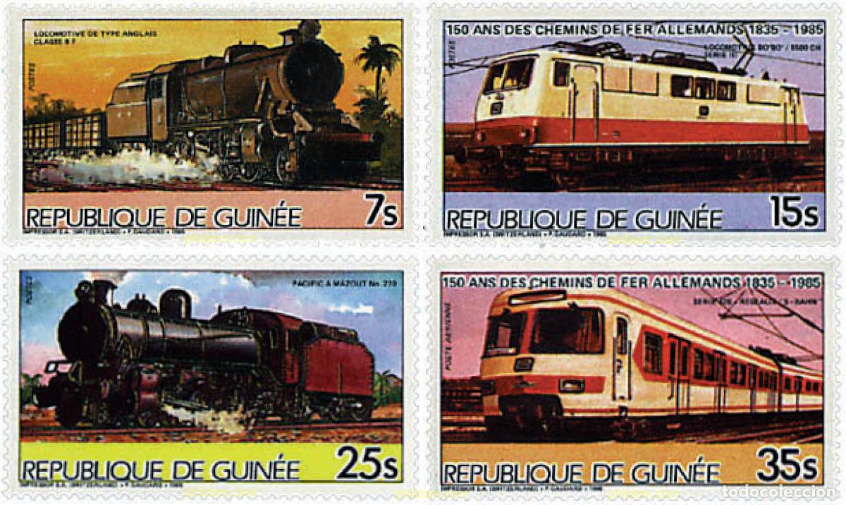 Sellos: 58399 MNH GUINEA 1985 150 ANIVERSARIO DE LOS FERROCARRILES ALEMANES