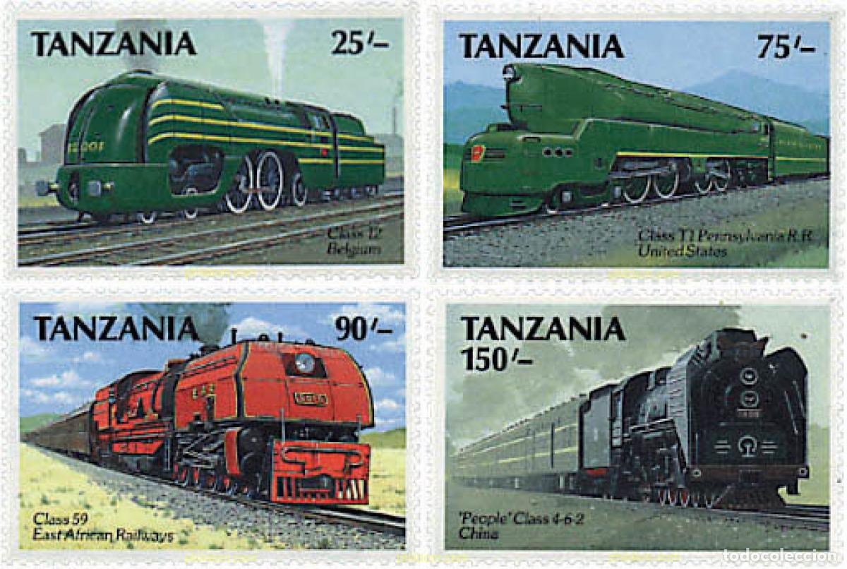 Sellos: 329533 MNH TANZANIA 1989 LOCOMOTORAS DE VAPOR