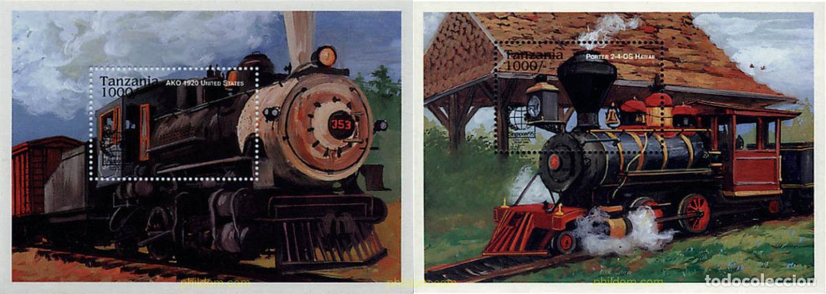 Sellos: 365325 MNH TANZANIA 1995 SINGAPORE 95. EXPOSICION FILATELICA INTERNACIONAL. TRENES