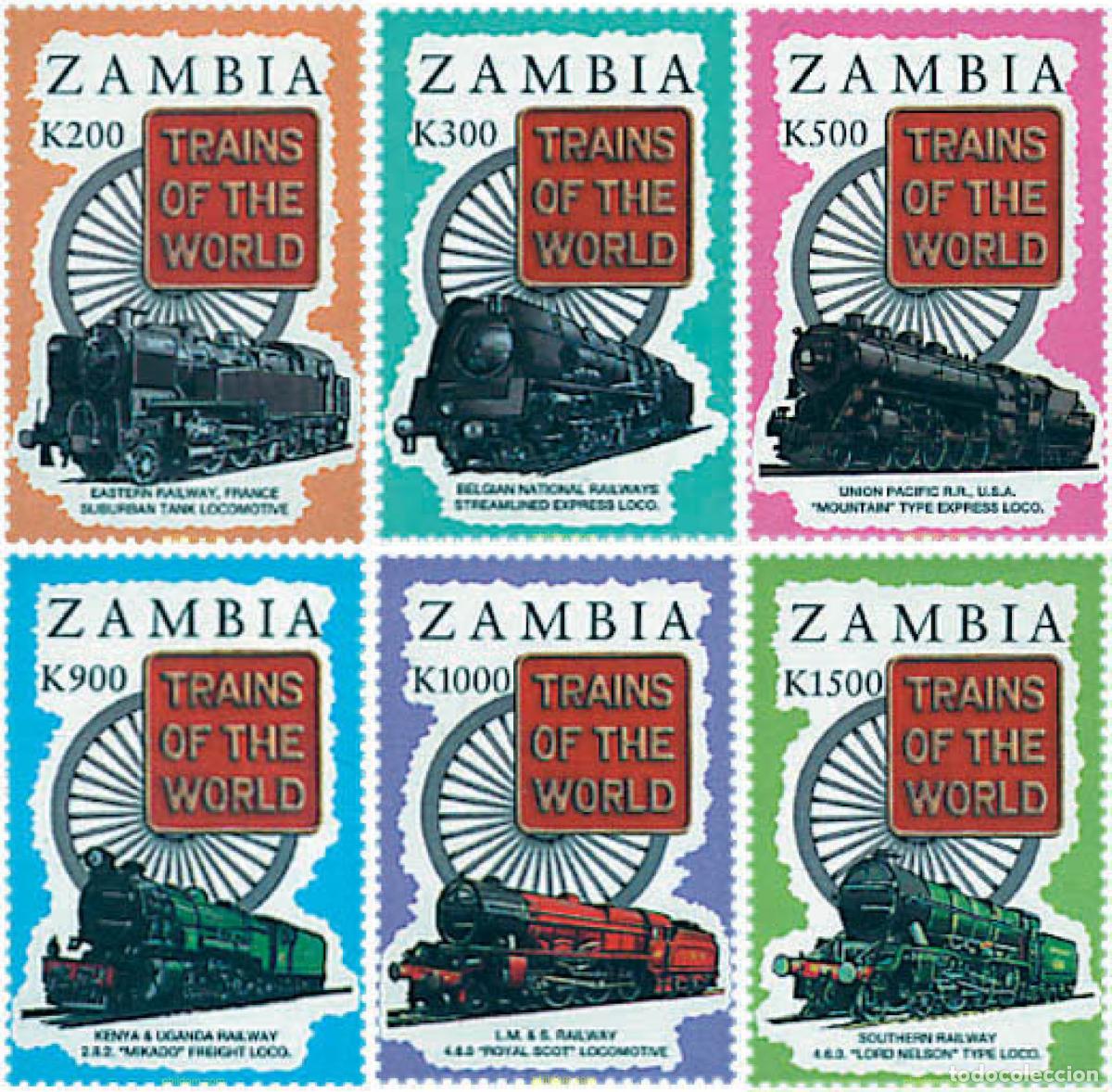 Sellos: 60120 MNH ZAMBIA 1997 LOCOMOTORAS DEL MUNDO