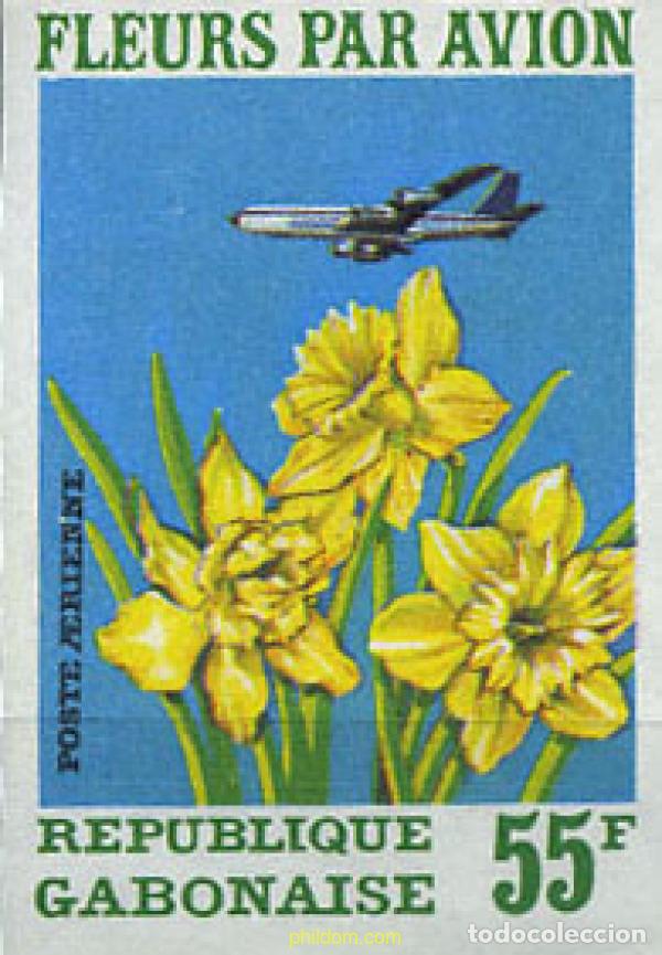 Sellos: 221504 MNH GABON 1971 FLORES POR AVION