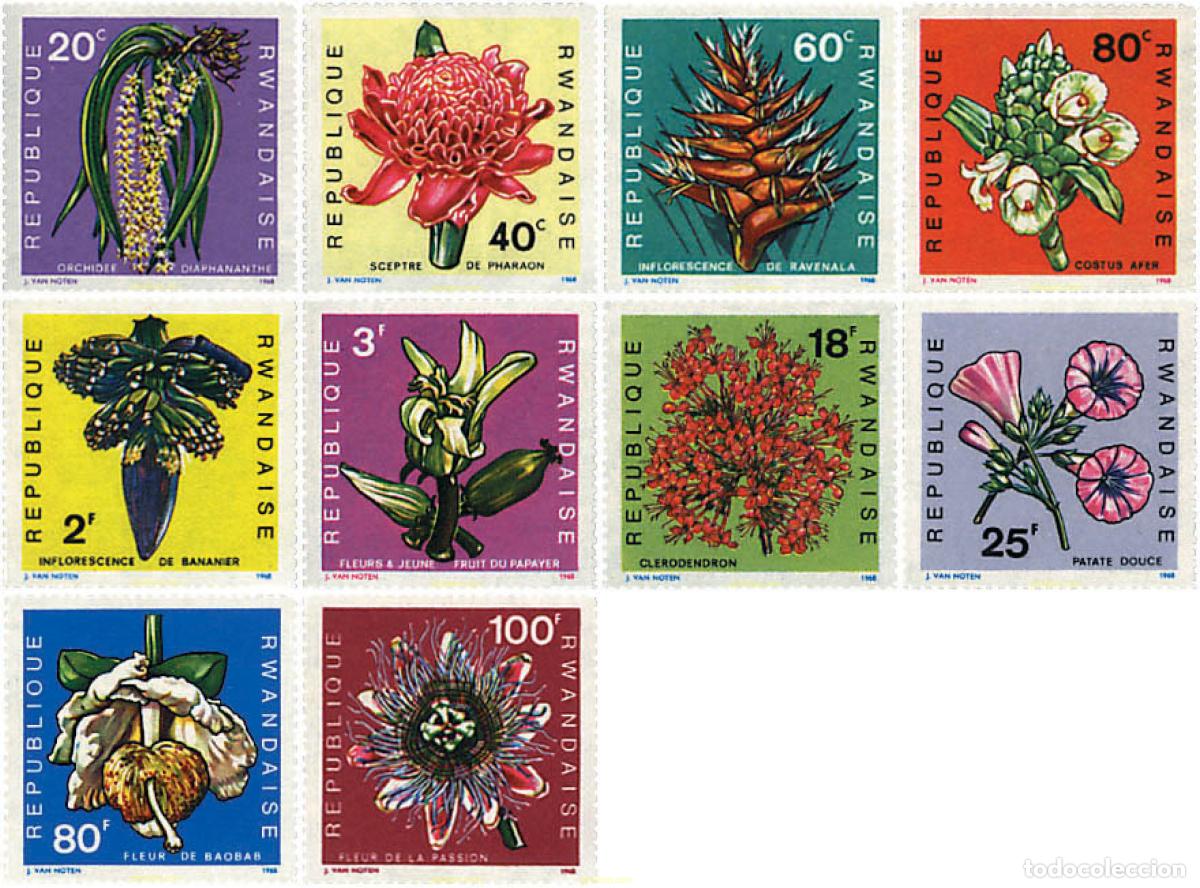 Sellos: 95117 MNH RUANDA 1968 FLORES TROPICALES