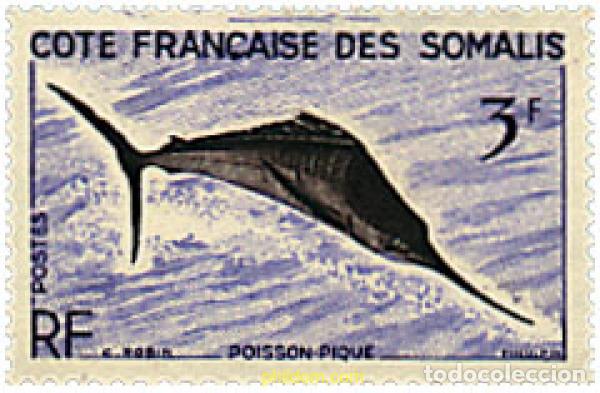 Sellos: 677087 MNH COSTA DE LOS SOMALIS 1959 PECES Y AVES