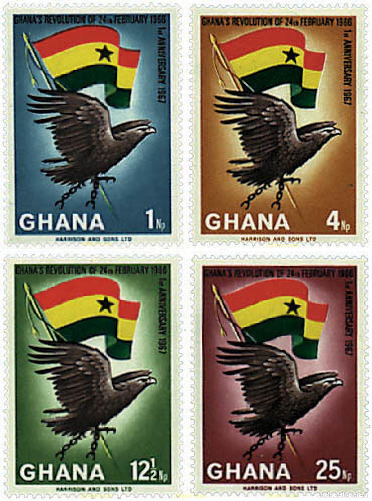Sellos: 35351 MNH GHANA 1967 1 ANIVERSARIO DE LA REVOLUCION DEL 24 DE FEBRERO