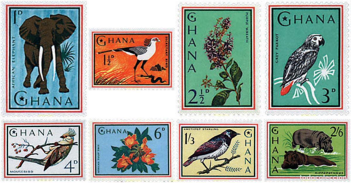 Sellos: 91098 MNH GHANA 1964 FAUNA Y FLORA