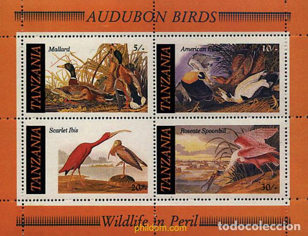 Sellos: 33078 MNH TANZANIA 1986 BICENTENARIO DEL NACIMIENTO DEL ORNITOLOGO J.J. AUDUBON