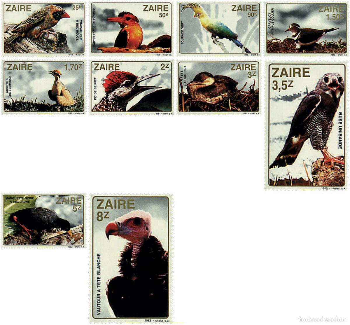 Sellos: 34307 MNH ZAIRE 1982 AVES