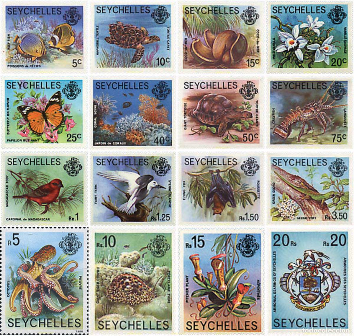 Sellos: 93328 MNH SEYCHELLES 1977 MOTIVOS VARIOS
