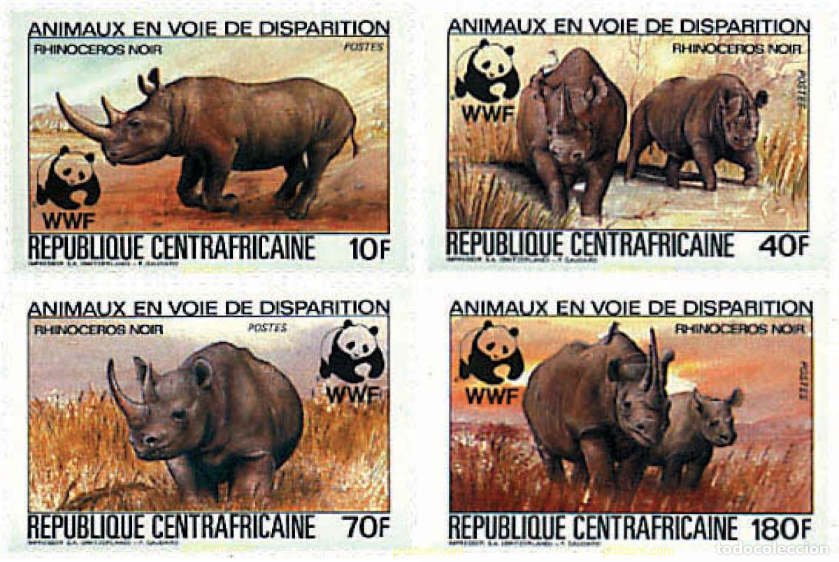 Sellos: 375634 MNH CENTROAFRICANA 1983 RINOCERONTE NEGRO