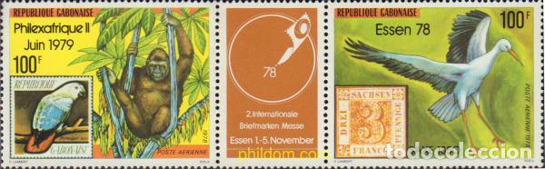 Sellos: 5977 MNH GABON 1978 ESSEN 78 Y PHILEXAFRIQUE II 79