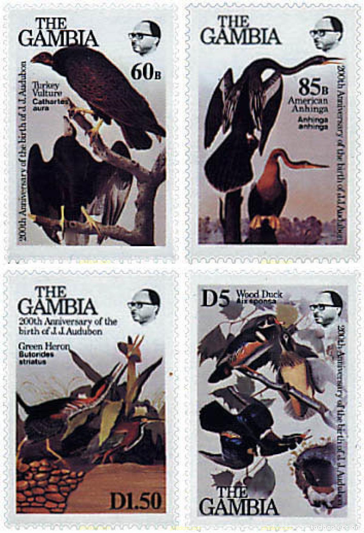 Sellos: 33027 MNH GAMBIA 1985 BICENTENARIO DEL NACIMIENTO DEL ORNITOLOGO J.J. AUDUBON