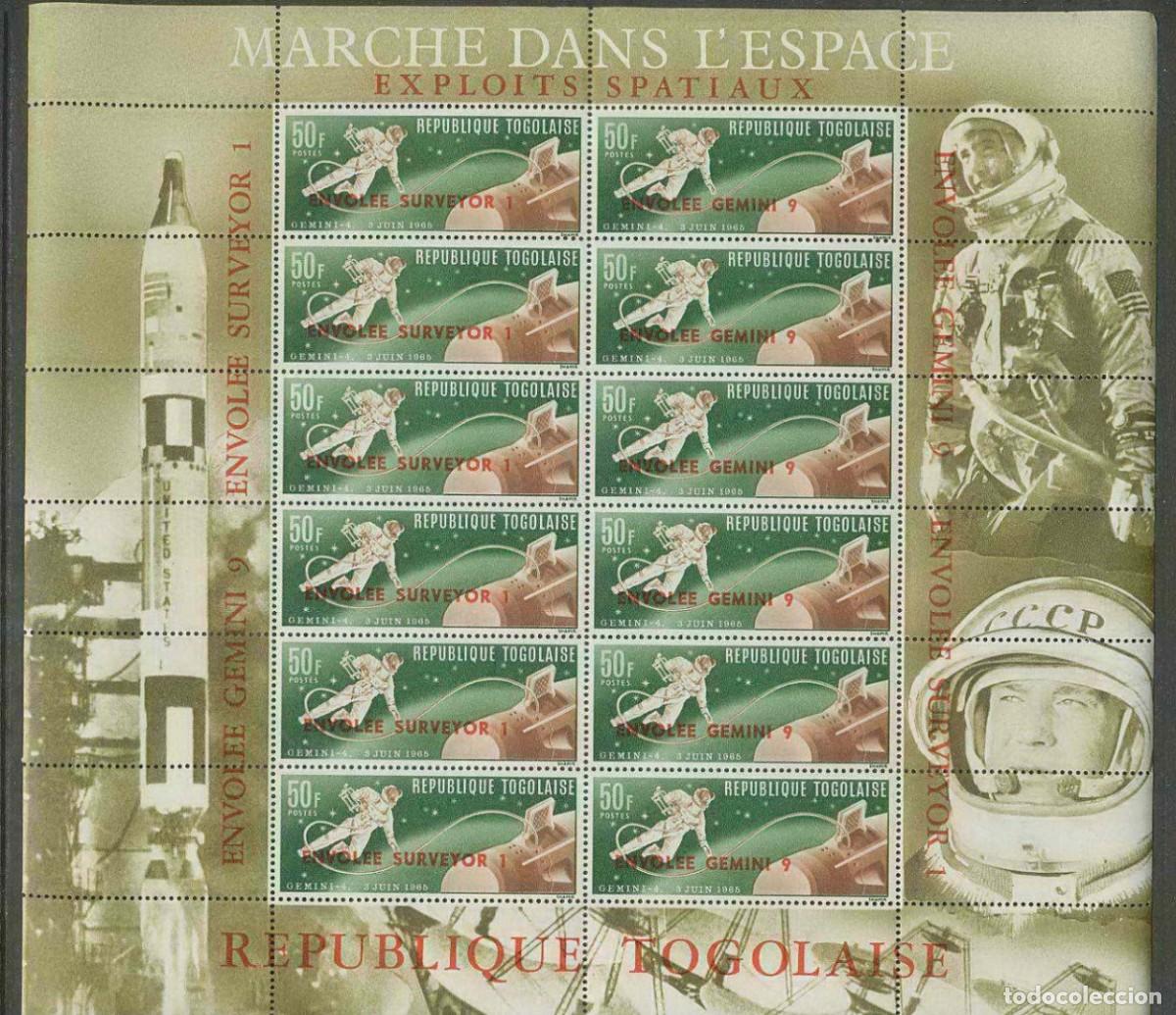 Sellos: TOGO 1966 SHEET MNH OVERPRINTED SURVEYOR 1 GEMINI 9 ASTRONAUTAS ASTROANUTS ESPACIO SPACE ESPACE