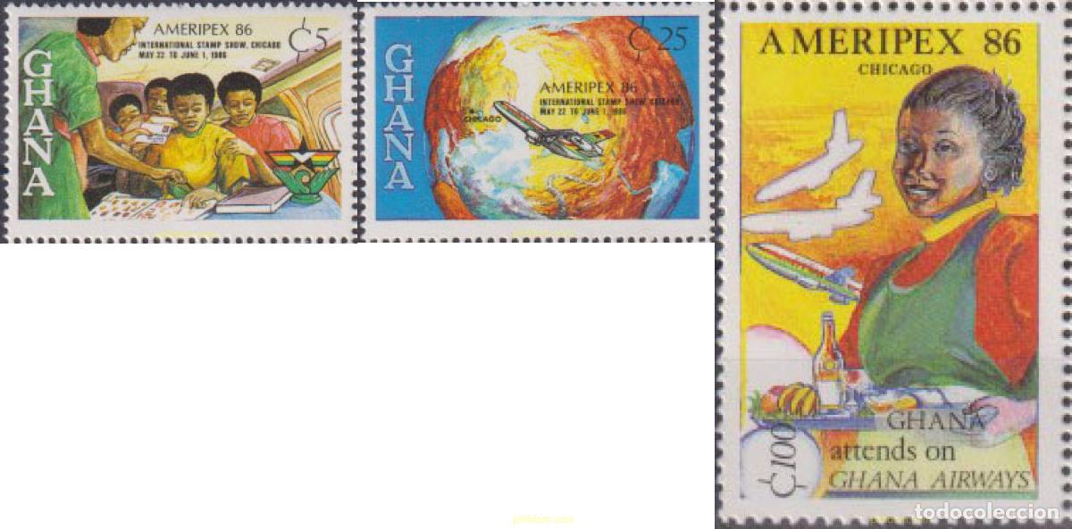 Sellos: 99635 MNH GHANA 1986 AMERIPEX 86. EXPOSICION FILATELICA INTERNACIONAL
