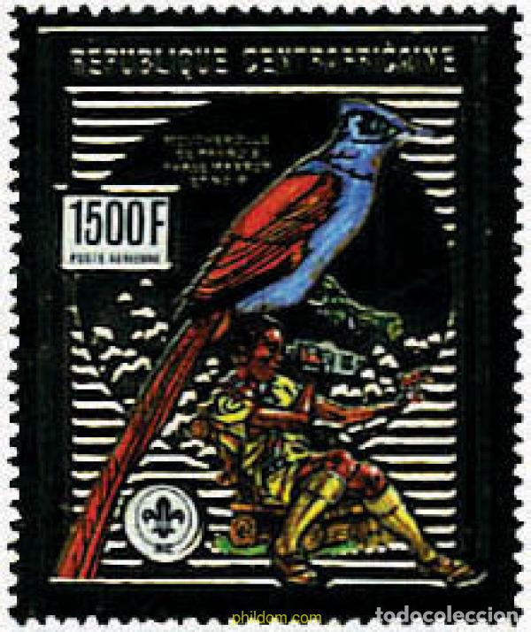Sellos: 75631 MNH CENTROAFRICANA 1990 PAJAROS Y ESCULTISMO