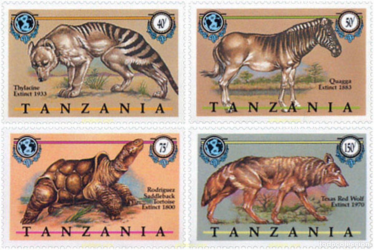 Sellos: 365237 MNH TANZANIA 1990 ANIMALES DESAPARECIDOS