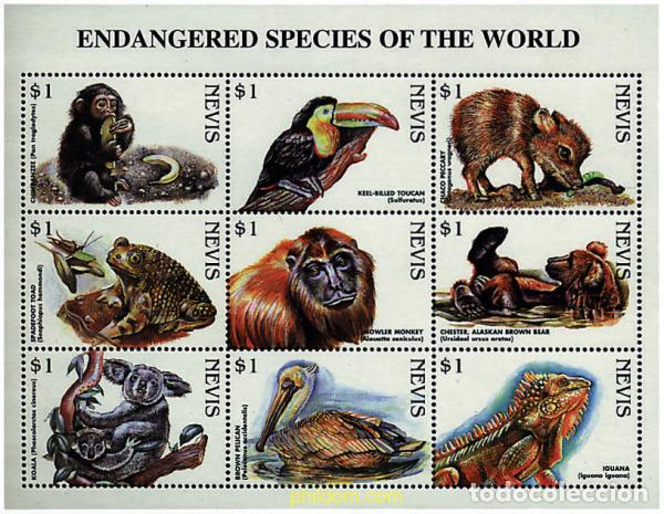 Sellos: 276265 MNH NEVIS 1998 FAUNA EN PELIGRO DE EXTINCION