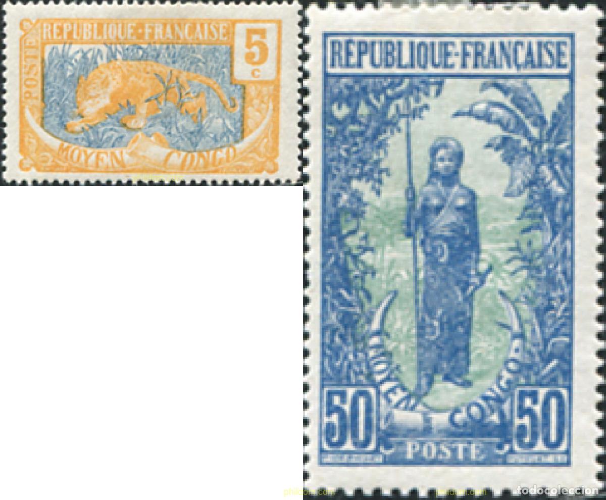 Sellos: 668013 HINGED CONGO MEDIO 1922 SERIE BASICA