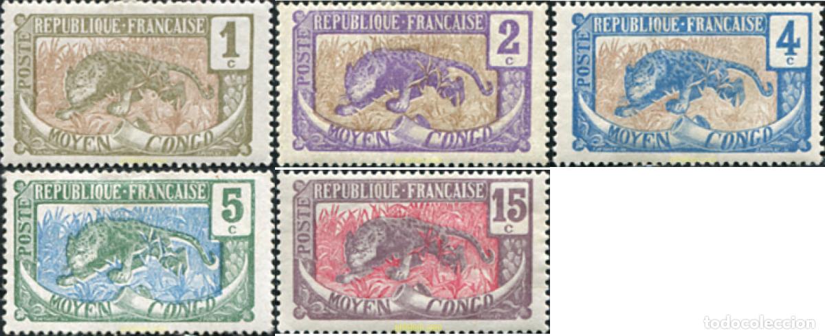 Sellos: 668011 HINGED CONGO MEDIO 1907 SERIE BASICA