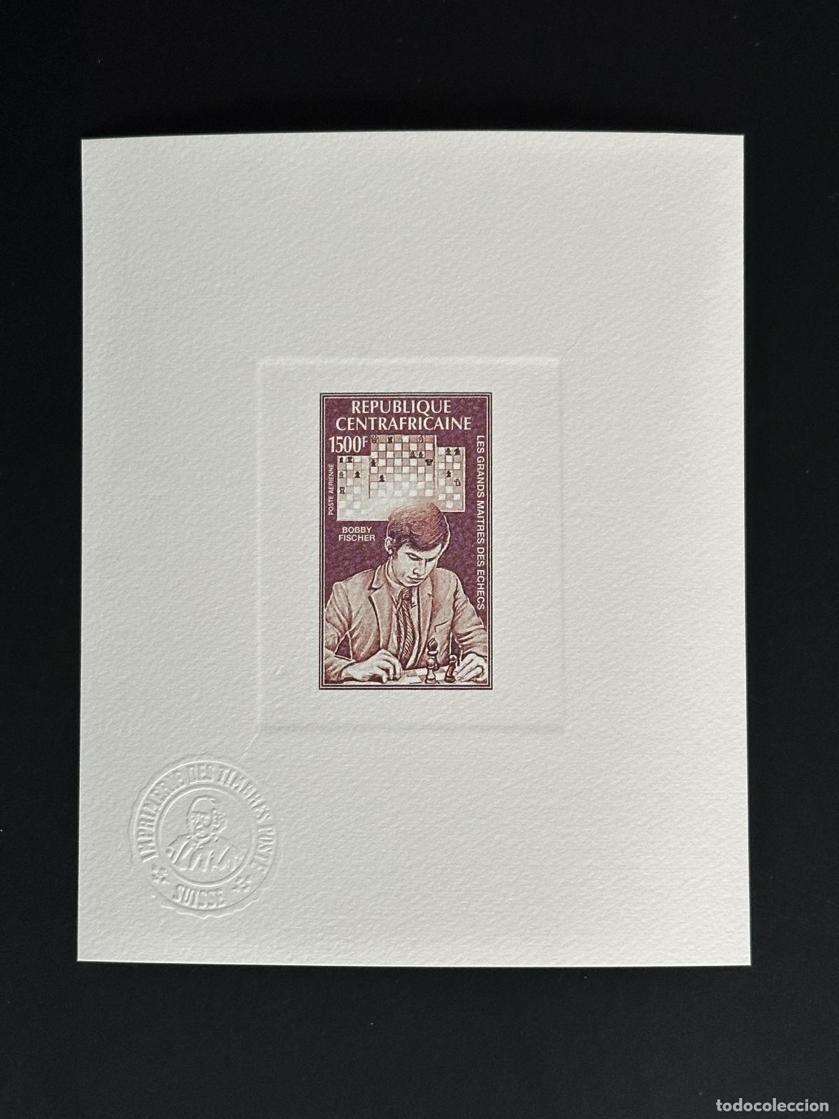 Sellos: Rep&uacute;blica Centroafricana 1983 Mi. 914 ajedrez marr&oacute;n a prueba de artista Bobby Fischer