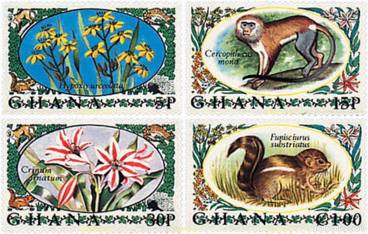 Sellos: 91120 MNH GHANA 1972 FAUNA Y FLORA