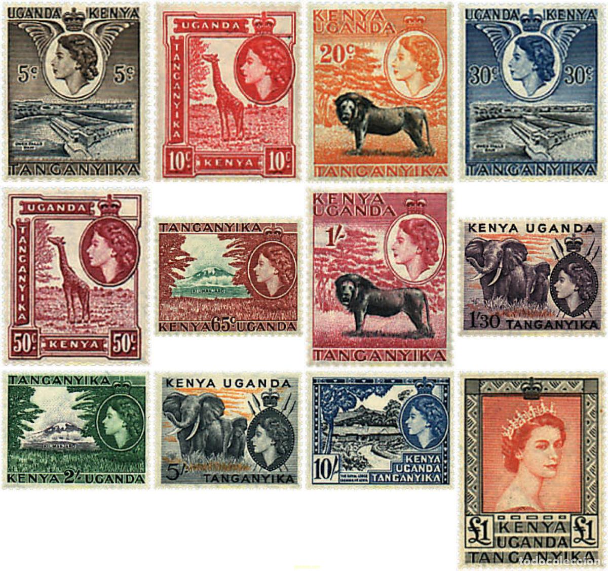 Sellos: 217842 HINGED ESTE AFRICANO 1954 FAUNA
