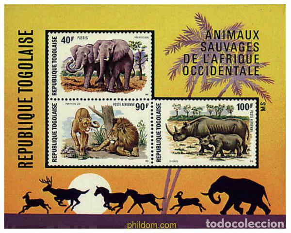 Sellos: 58893 MNH TOGO 1974 FAUNA SALVAJE