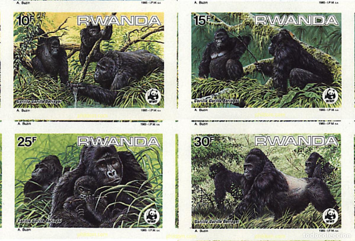 Sellos: 15020 MNH RUANDA 1985 GORILA DE MONTA&Ntilde;A