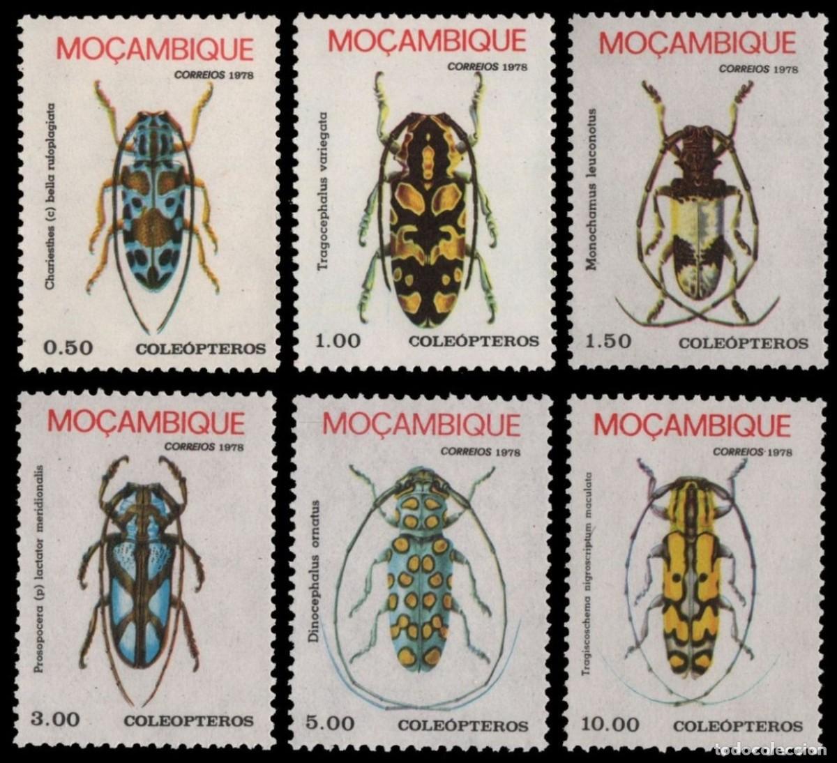 Sellos: MOZAMBIQUE 1978 SERIE 6 STAMPS MNH BEETLES ESCARABAJOS SCARABEE KAFER COLEOPTEROS INSECTOS