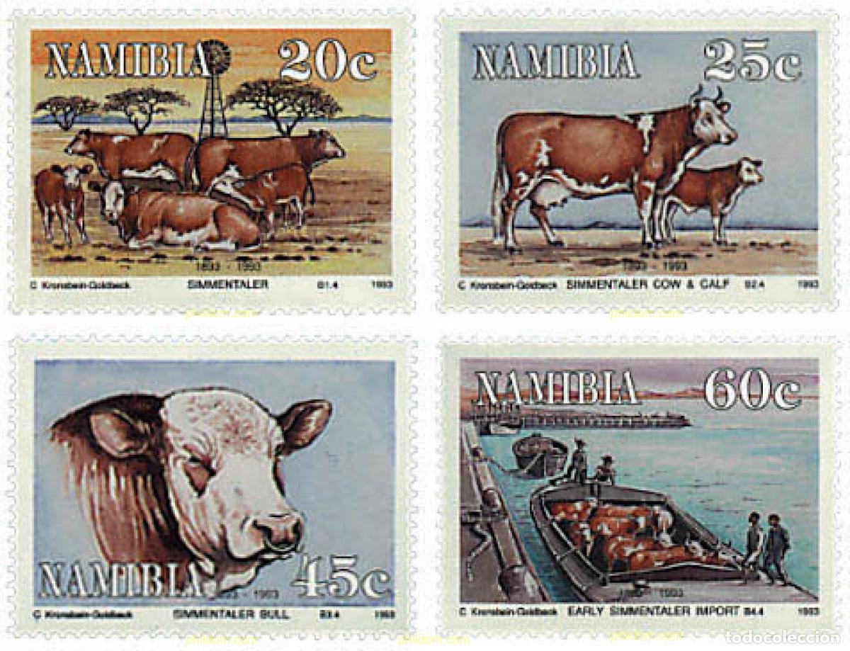 Sellos: 29937 MNH NAMIBIA 1993 CENTENARIO DE LA IMPORTACION DE BUEYES ORIGEN EURO