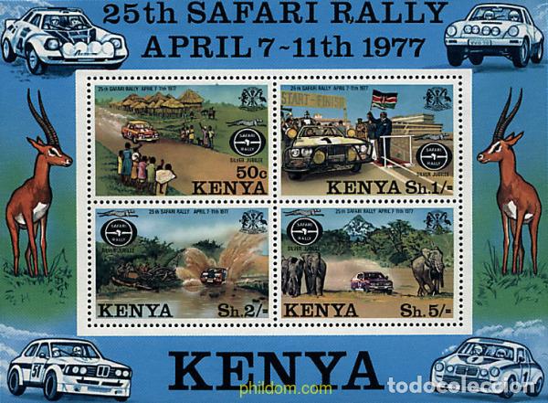 Sellos: 54180 MNH KENIA 1977 25 ANIVERSARIO DEL RALLIE-SAFARI