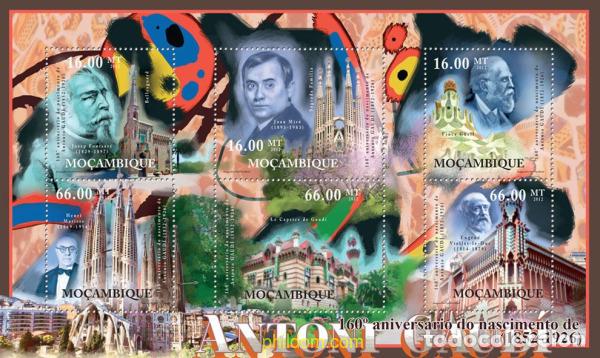 Sellos: 767863 MNH MOZAMBIQUE 2012 160 ANIVERSARIO DEL NACIMIENTO DE ANTONI GAUD&Iacute;