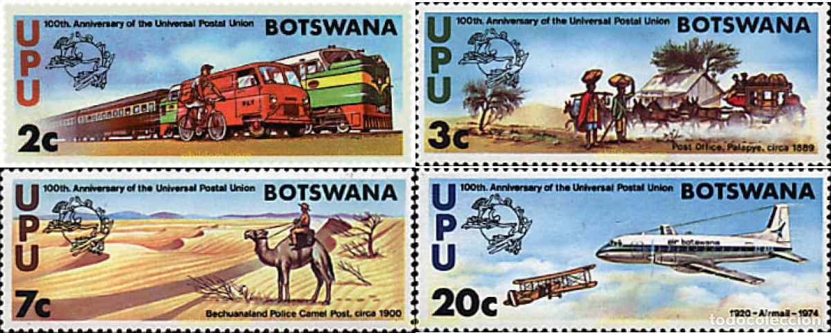 Sellos: 57743 MNH BOTSWANA 1974 CENTENARIO DE LA UNION POSTAL UNIVERSAL