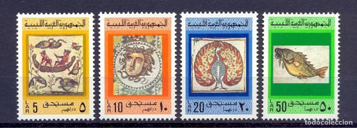 Sellos: LIBIA LIBYA 1976 SERIE 4 STAMPS MNH MOSAICOS ARQUEOLOGIA ARCHEOLOGY AVES BIRDS PECES BARCOS SHIPS
