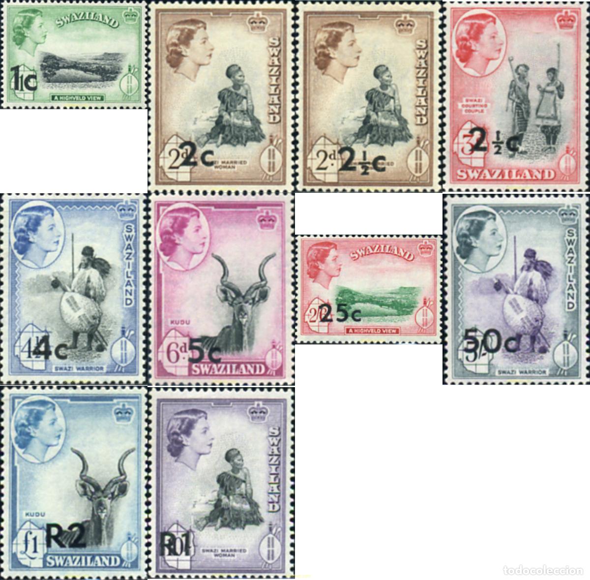 Sellos: 365119 MNH SWAZILANDIA 1961 SERIE BASICA