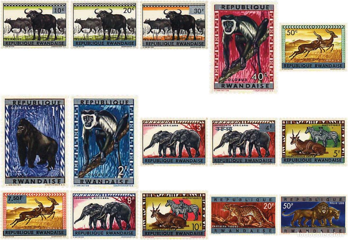 Sellos: 33636 MNH RUANDA 1964 FAUNA