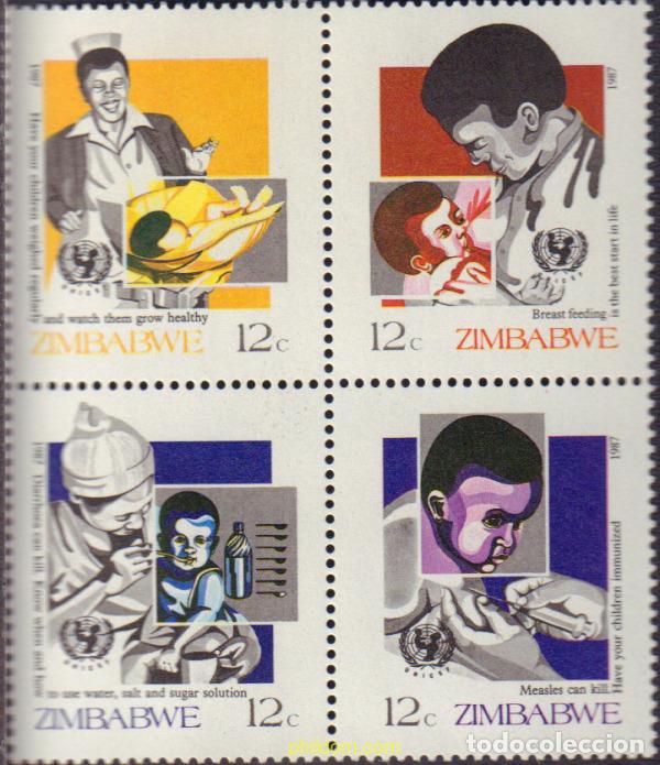 Sellos: 595729 MNH ZIMBABUE 1987 CAMPA&Ntilde;A CONTRA LA MORTALIDAD INFANTIL