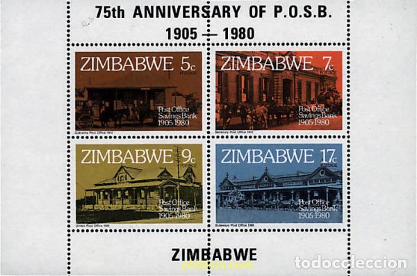 Sellos: 34202 MNH ZIMBABUE 1980 75 ANIVERSARIO DE LA CAJA DE AHORROS DE CORREOS
