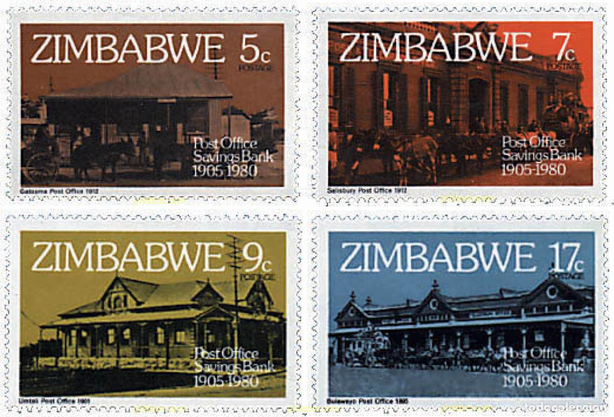 Sellos: 34201 MNH ZIMBABUE 1980 75 ANIVERSARIO DE LA CAJA DE AHORROS DE CORREOS