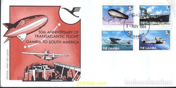 Sellos: 410099 MNH GAMBIA 1984 50 ANIVERSARIO DE LOS VUELOS TRANSATLANTICOS GAMBIA-AMERICA DEL SUR