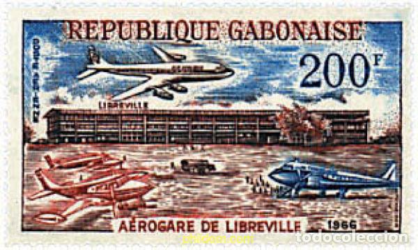 Sellos: 41133 MNH GABON 1966 AEROPUERTO DE LIBREVILLE