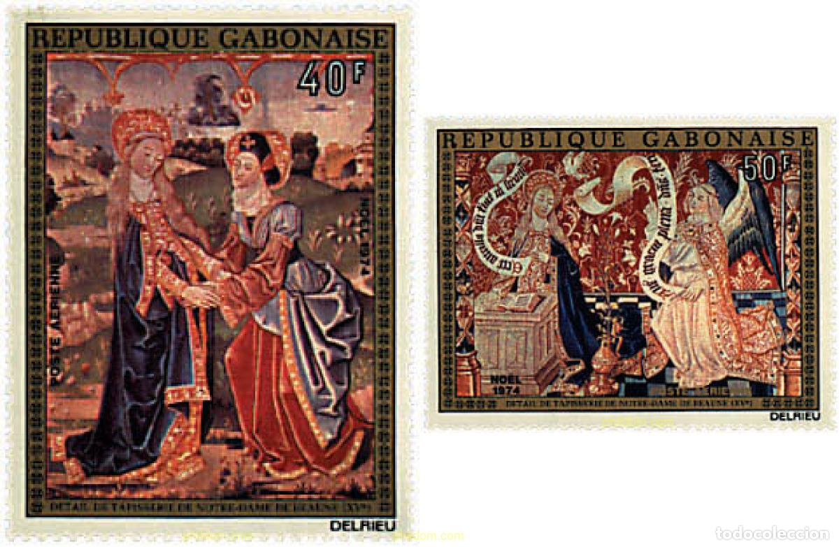 Sellos: 88789 MNH GABON 1974 NAVIDAD. TAPICES