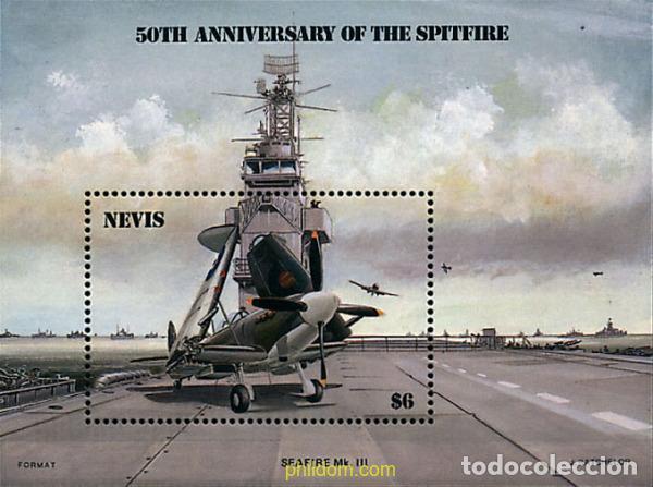 Sellos: 153828 MNH NEVIS 1986 50 ANIVERSARIO DEL PRIMER VUELO DEL SPITFIRE