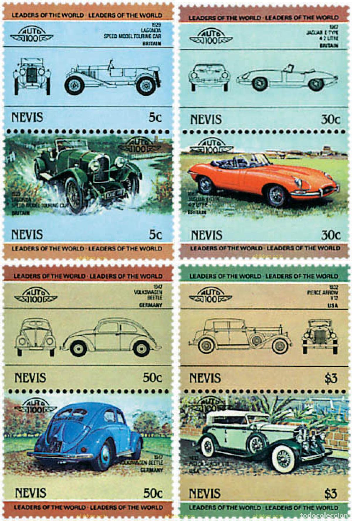 Sellos: 6834 MNH NEVIS 1984 AUTOMOVILES