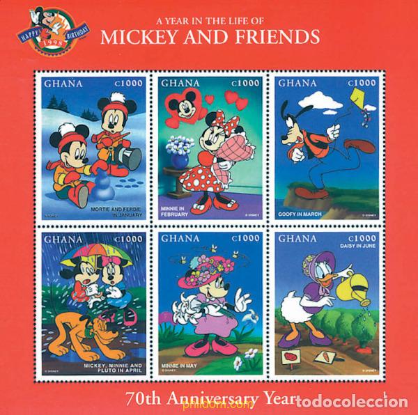 Sellos: 211303 MNH GHANA 1998 UN A&Ntilde;O CON MICKEY Y SUS AMIGOS