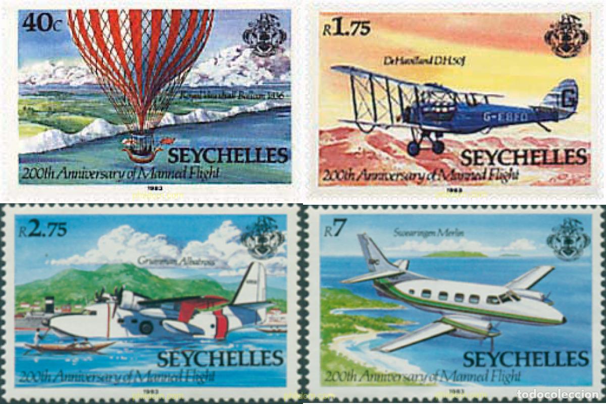 Sellos: 72245 MNH SEYCHELLES 1983 BICENTENARIO DE LAS PRIMERAS ASCENCIONES EN EL ESPACIO