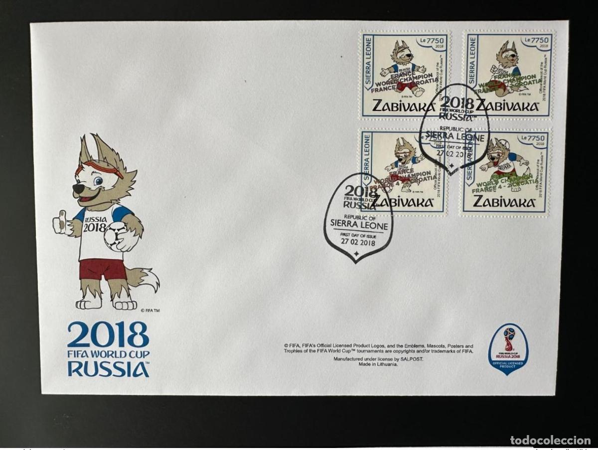 Sellos: Sierra Leona 2018 FDC Surch. FRANCIA CAMPEONA de la Copa Mundial FIFA Rusia Soccer 4v