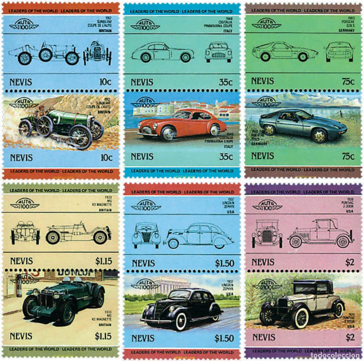 Sellos: 6836 MNH NEVIS 1985 AUTOMOVILES